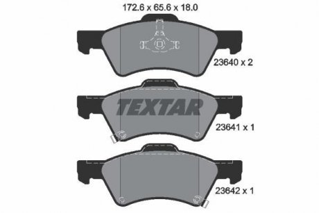 Комплект тормозных колодок, дисковый тормоз TEXTAR 2364001 (фото 1)