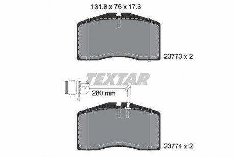 Комплект тормозных колодок, дисковый тормоз TEXTAR 2377301 (фото 1)