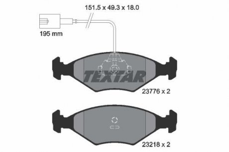 Комплект тормозных колодок, дисковый тормоз TEXTAR 2377601 (фото 1)