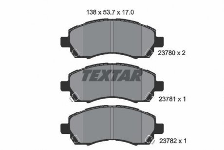 Комплект тормозных колодок, дисковый тормоз TEXTAR 2378001