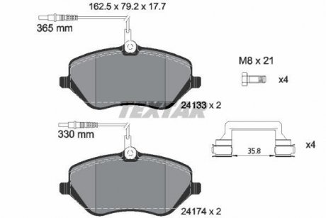 Комплект тормозных колодок, дисковый тормоз TEXTAR 2413301