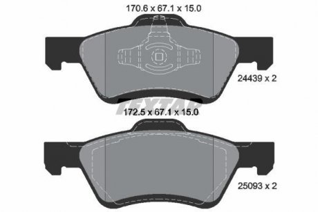 Комплект тормозных колодок, дисковый тормоз TEXTAR 2443901 (фото 1)