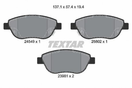 Комплект тормозных колодок, дисковый тормоз TEXTAR 2454901 (фото 1)