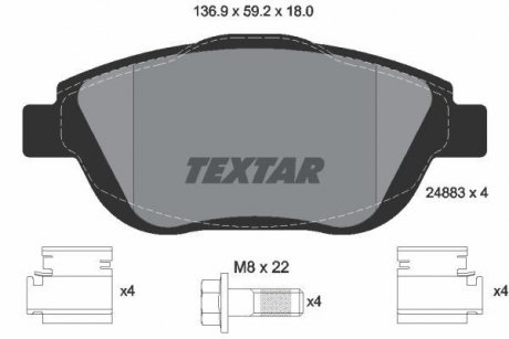 Комплект тормозных колодок, дисковый тормоз TEXTAR 2488301