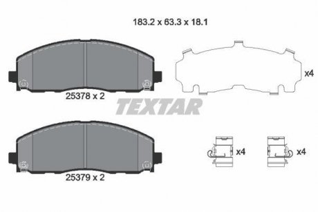 Комплект тормозных колодок, дисковый тормоз TEXTAR 2537801 (фото 1)