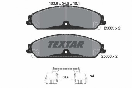 Комплект тормозных колодок, дисковый тормоз TEXTAR 2560501 (фото 1)