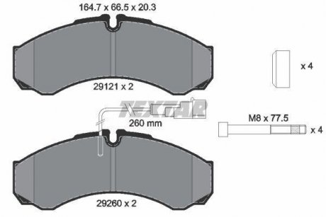 Комплект тормозных колодок, дисковый тормоз TEXTAR 2912113