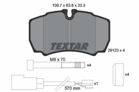 Комплект тормозных колодок, дисковый тормоз TEXTAR 2912307