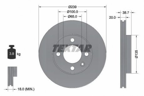 Тормозной диск TEXTAR 92012103 (фото 1)