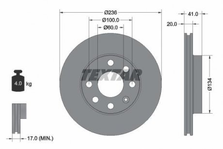 Гальмівний диск TEXTAR 92029603
