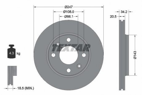 Тормозной диск TEXTAR 92043103