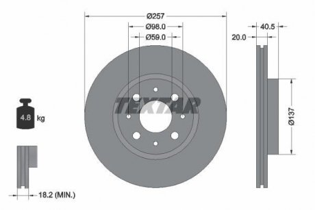 Тормозной диск TEXTAR 92068503