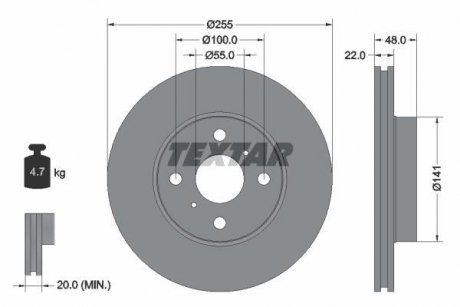 Тормозной диск TEXTAR 92077203 (фото 1)