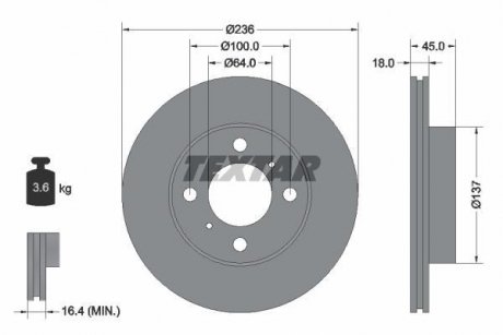 Тормозной диск TEXTAR 92089400 (фото 1)