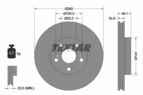 Тормозной диск TEXTAR 92096903