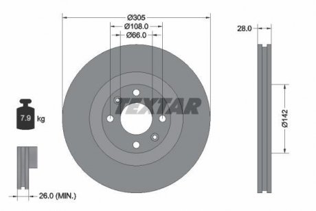 Тормозной диск TEXTAR 92097103 (фото 1)
