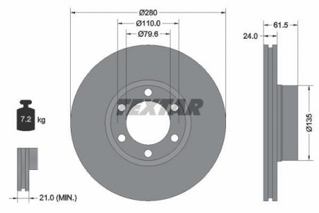 Гальмівний диск TEXTAR 92097703 (фото 1)