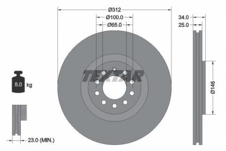 Тормозной диск TEXTAR 92098505