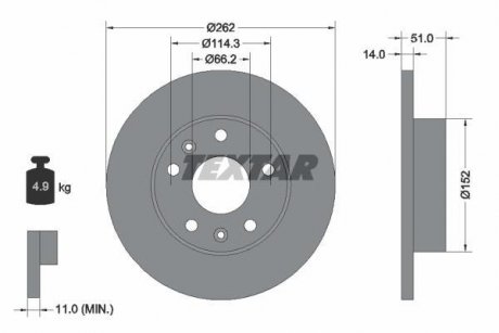 Тормозной диск TEXTAR 92102900