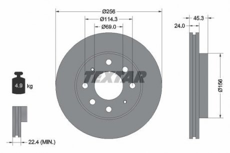 Тормозной диск TEXTAR 92103903 (фото 1)