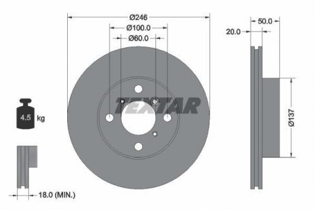 Тормозной диск TEXTAR 92104500