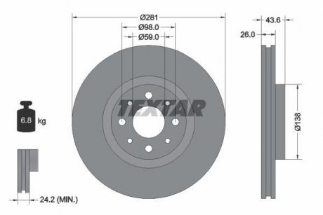 Тормозной диск TEXTAR 92107703 (фото 1)
