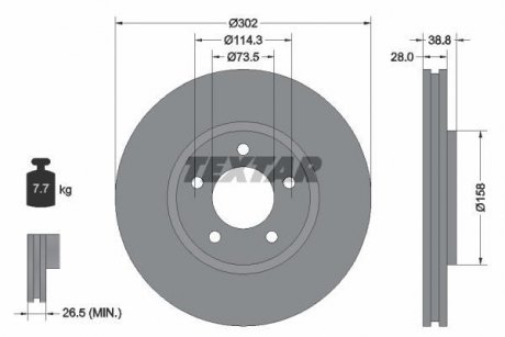 Тормозной диск TEXTAR 92108200