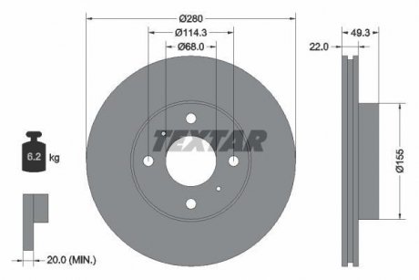 Гальмівний диск TEXTAR 92109300