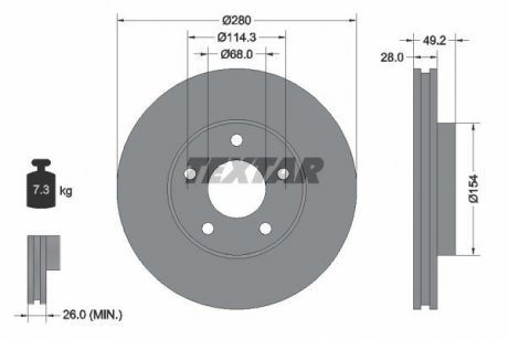 Гальмівний диск TEXTAR 92109403 (фото 1)