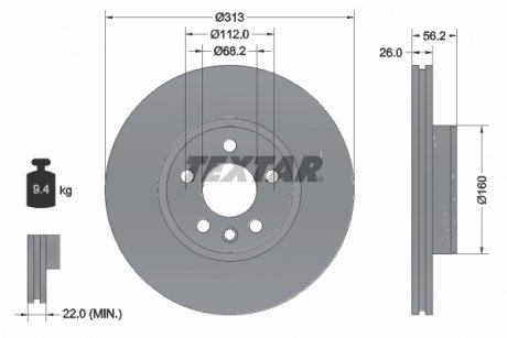 Тормозной диск TEXTAR 92109905