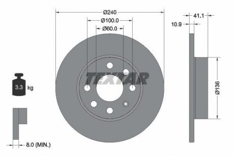 Тормозной диск TEXTAR 92111303