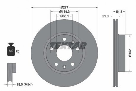 Тормозной диск TEXTAR 92115703 (фото 1)