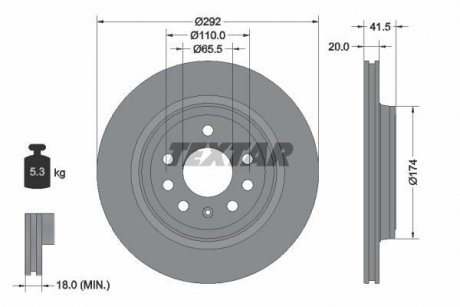 Гальмівний диск TEXTAR 92118403 (фото 1)