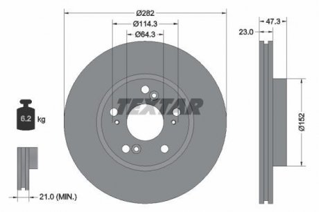 Гальмівний диск TEXTAR 92128400 (фото 1)
