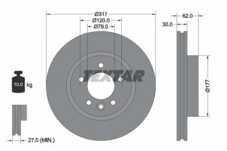 Гальмівний диск TEXTAR 92134505 (фото 1)