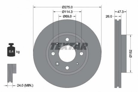 Тормозной диск TEXTAR 92136700 (фото 1)