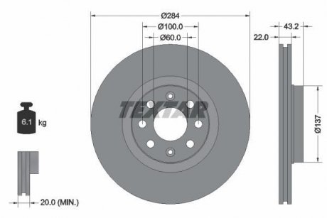 Гальмівний диск TEXTAR 92145803 (фото 1)