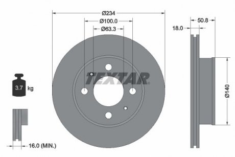 TARCZA HAM. HYUNDAI ATOS 98- TEXTAR 92146803 (фото 1)