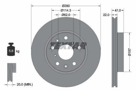 Гальмівний диск TEXTAR 92156600 (фото 1)
