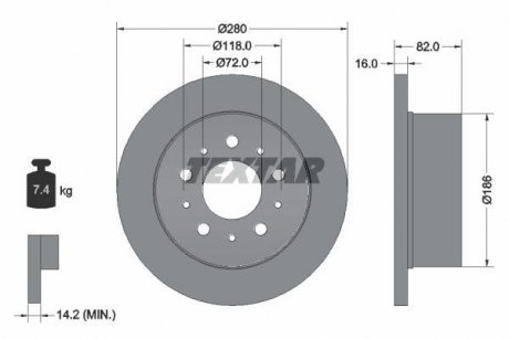 Тормозной диск TEXTAR 92157403 (фото 1)