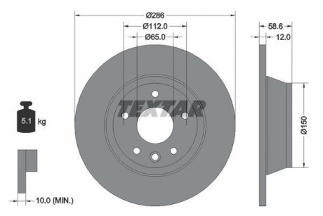 Тормозной диск TEXTAR 92159403 (фото 1)
