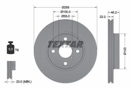 Гальмівний диск TEXTAR 92164203 (фото 1)