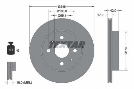 Тормозной диск TEXTAR 92165603