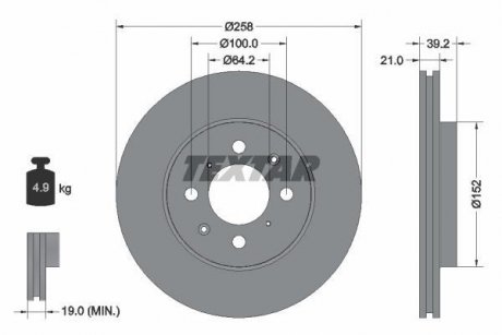 Тормозной диск TEXTAR 92165903