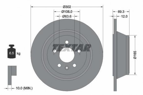 Тормозной диск TEXTAR 92168403