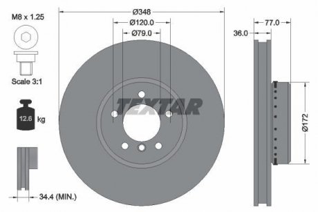 Тормозной диск передний TEXTAR 92182425 (фото 1)