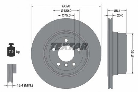 Тормозные диски БМВ Е60х Зад TEXTAR 92202003 (фото 1)