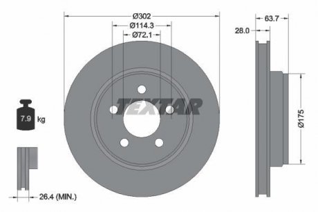 Тормозной диск TEXTAR 92203303 (фото 1)