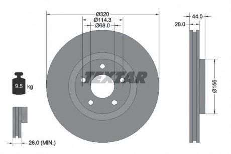 Тормозной диск TEXTAR 92222003 (фото 1)
