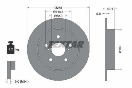 Тормозной диск TEXTAR 92222300 (фото 1)
